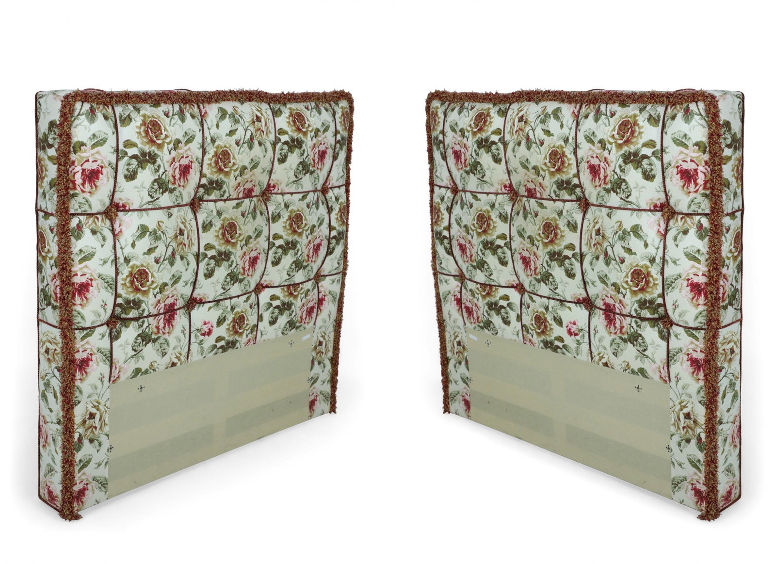 Pair Contemporary floral tufted upholstered twin headboards (1 of 15)