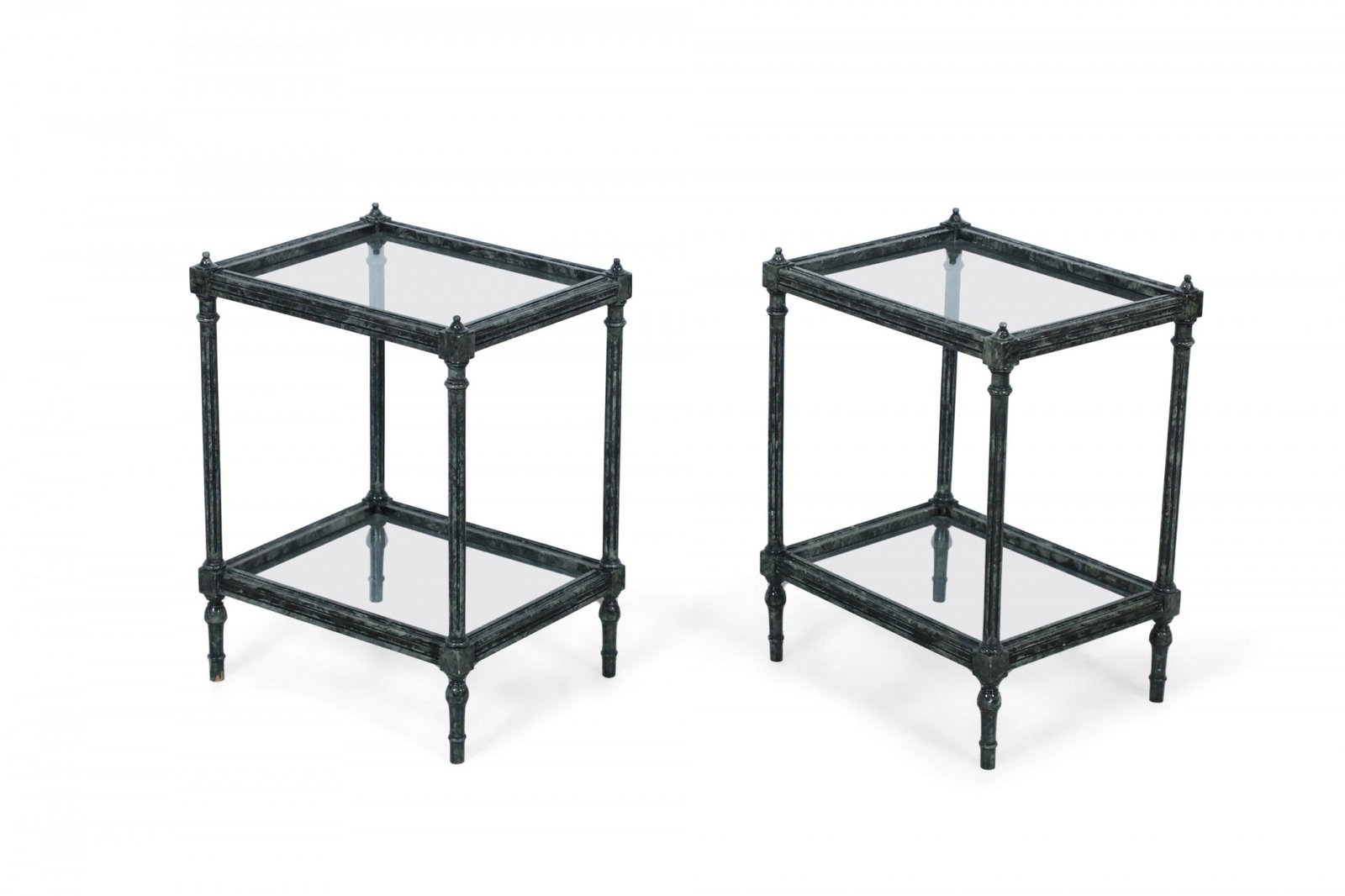 Pair Modern faux finished tiered end tables (1 of 12)
