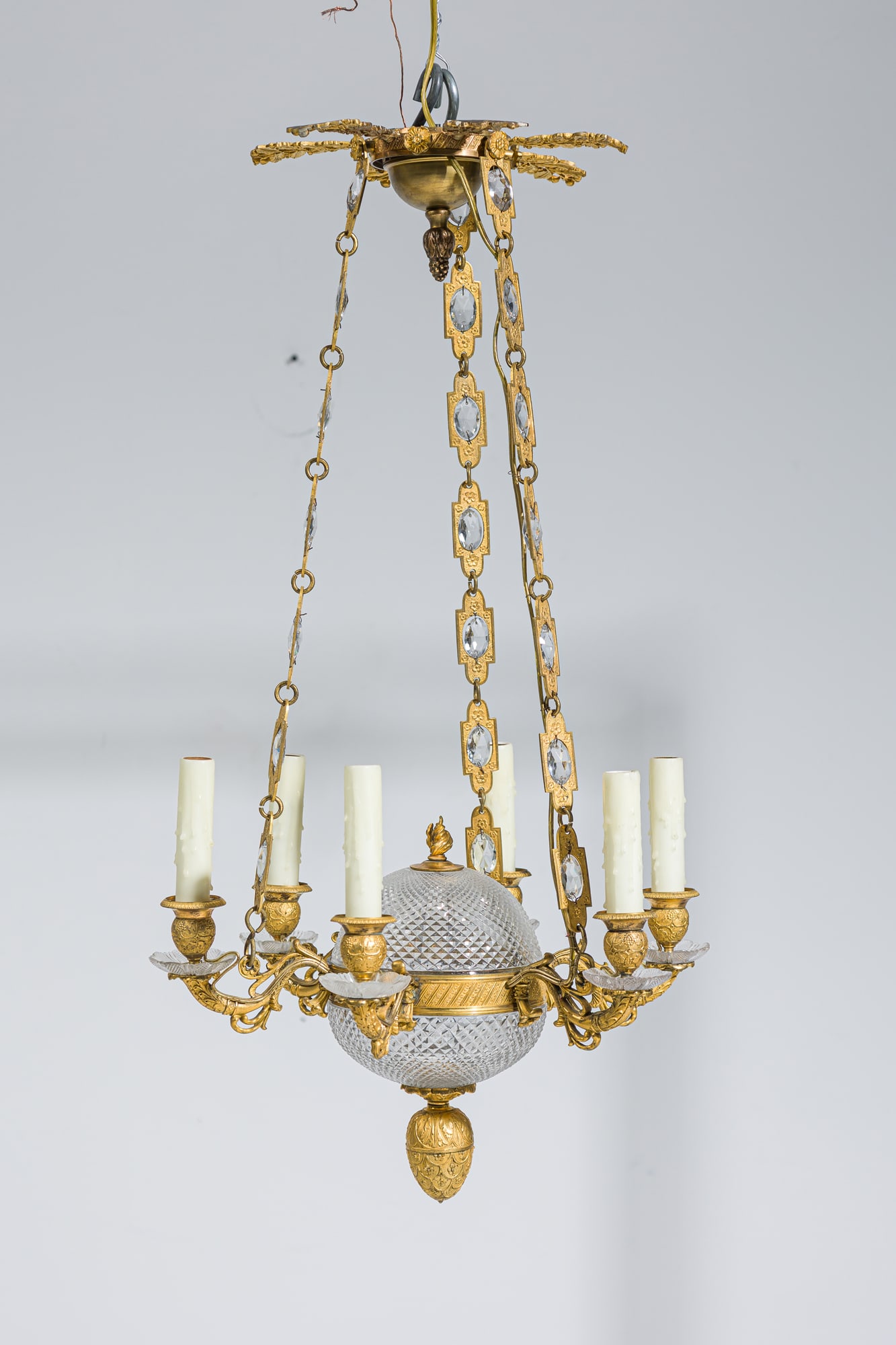 French Empire style cut glass and gilt bronze chandelier (1 of 10)
