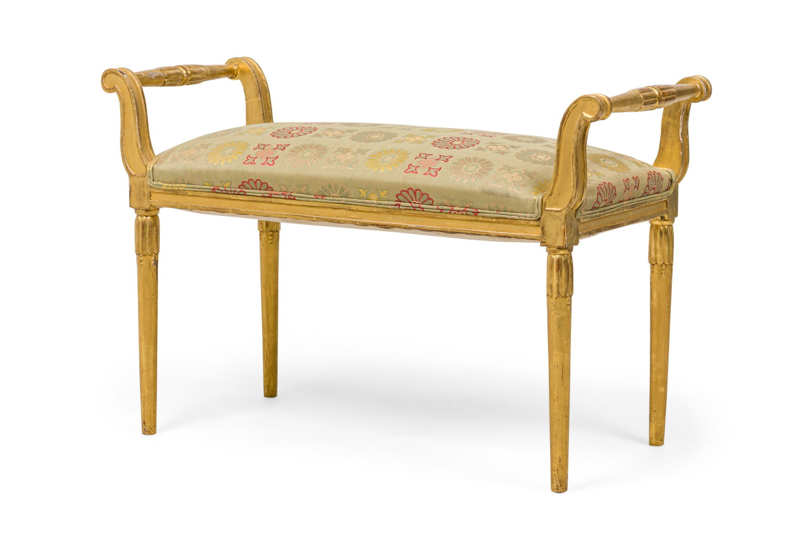 French Louis XVI style giltwood upholstered bench (1 of 10)