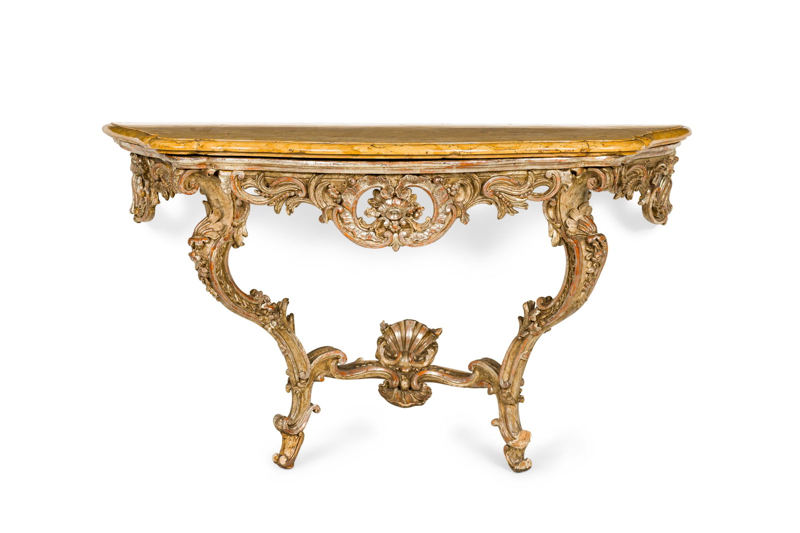 Venetian Rococo Siena marble topped silvered console (1 of 14)