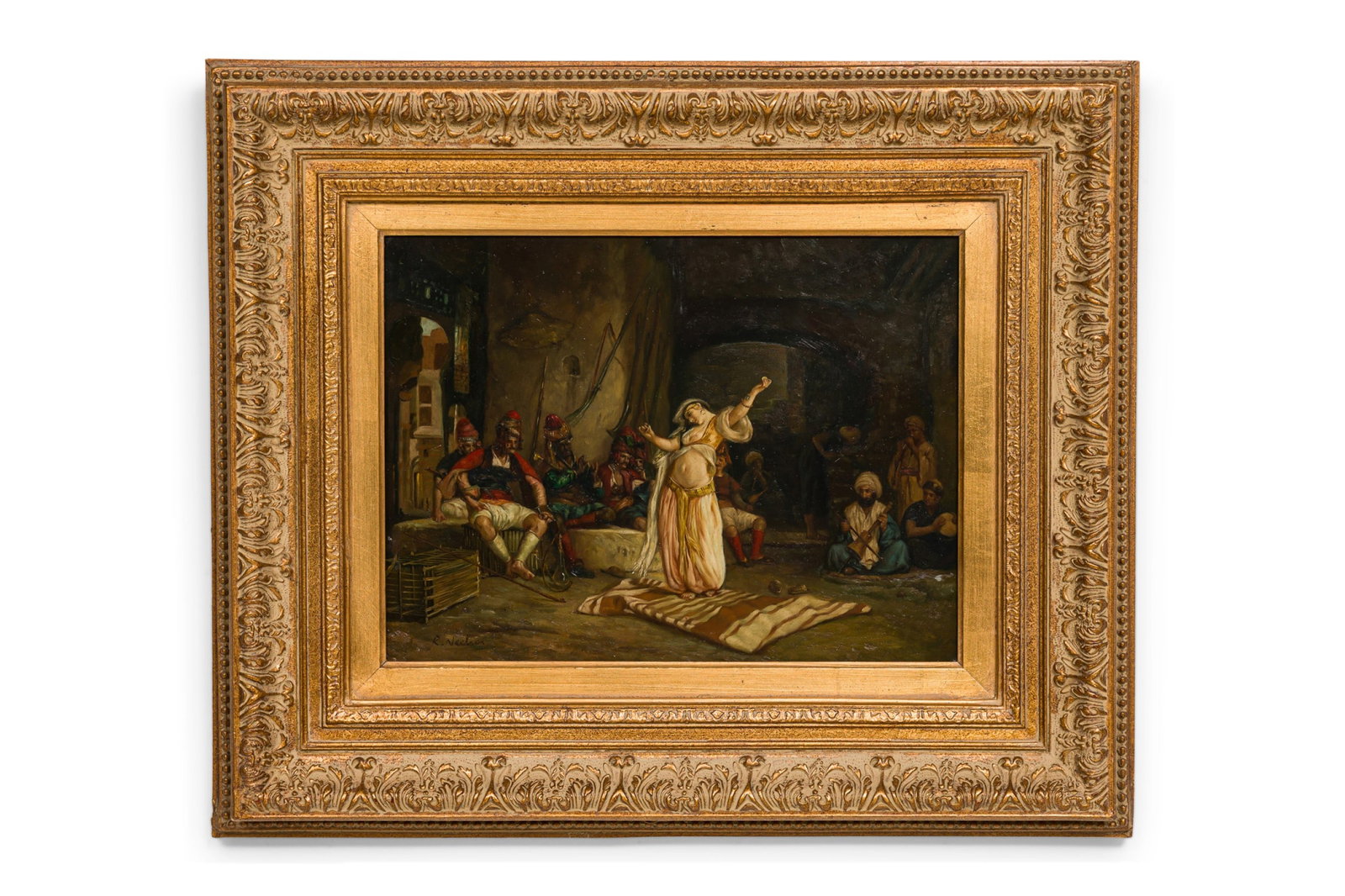Raymond Neilson after Jean-Leon Gerome, oil on board, c. 1900s: Raymond Neilson (American, 1881-1964), Dance of the Almeh (La danse de l'almée), after the original by Jean-Leon Gerome (French, 1824-1904), signed R. Neilson" lower left corner,