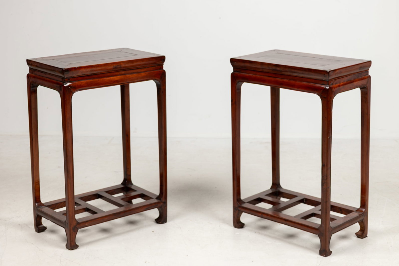 Pair Ming style hardwood tall stands (1 of 8)