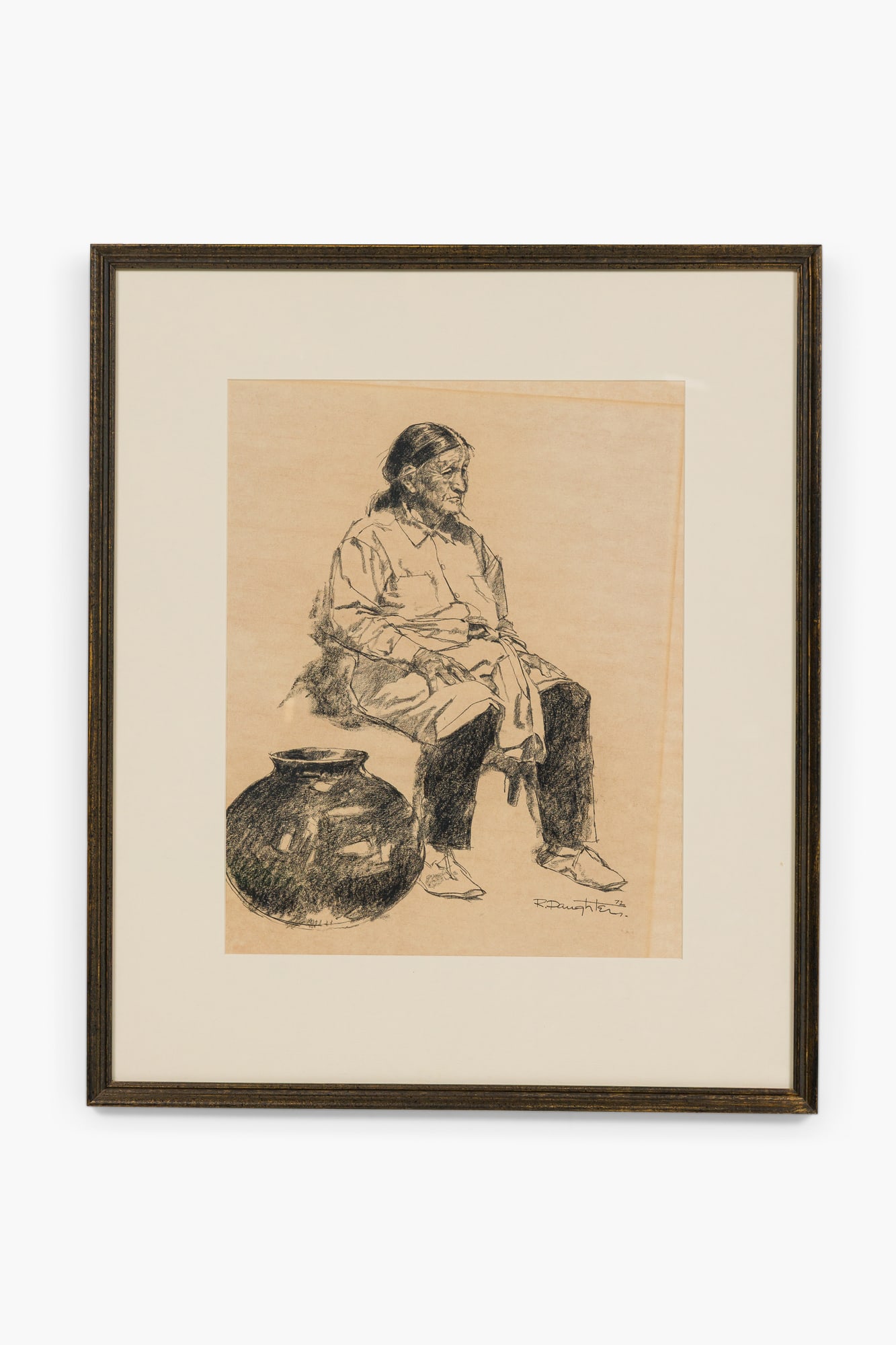 Robert Daughters, Taos Six, charcoal on paper, 1972 (1 of 10)