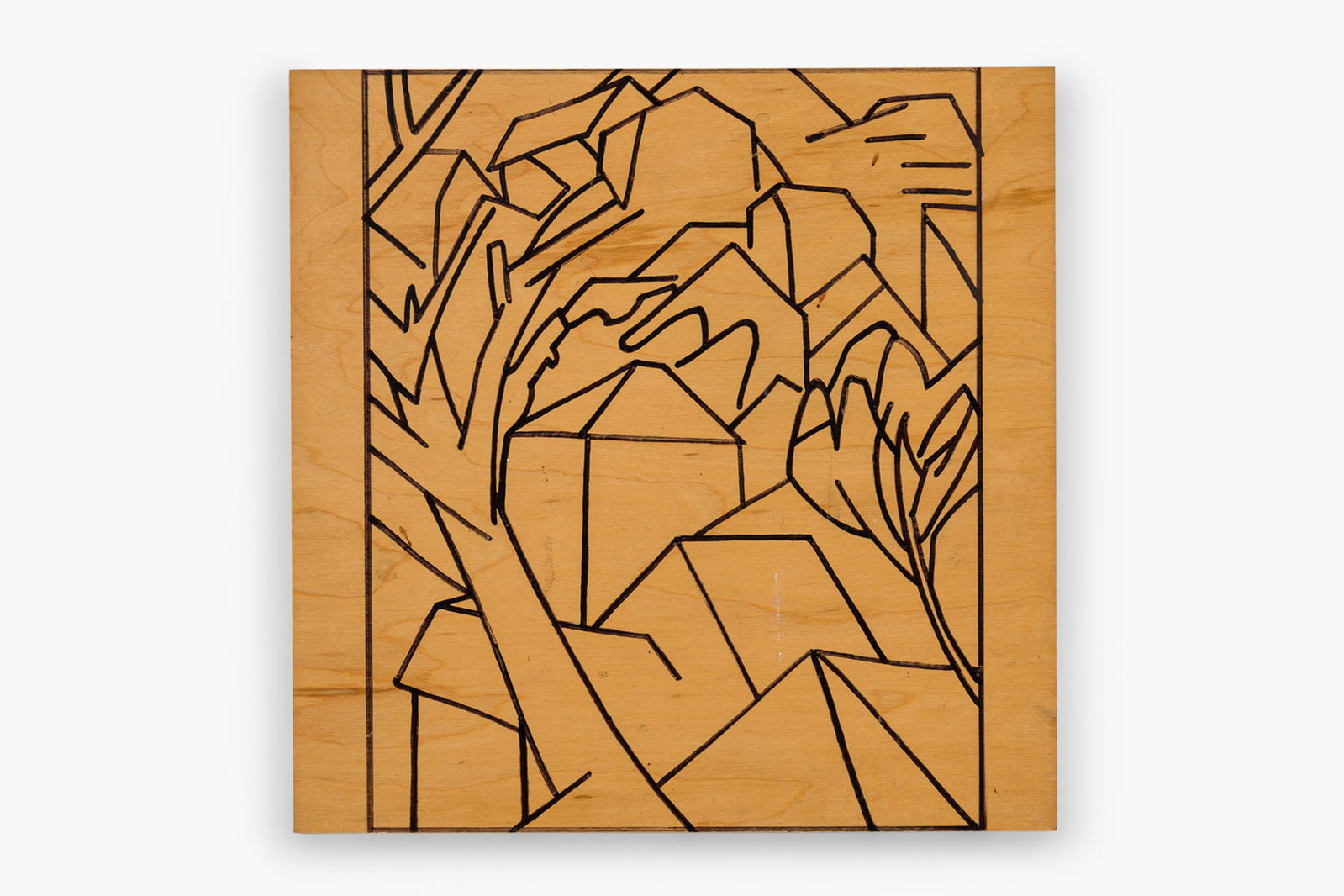 Frank Egloff, ink drawing on panel, 2005: Frank Egloff (American, b. 1948), "after Braque 1908, (Houses at L'Estaque)", marker on board, signed titled and dated on verso, 11.75"h x 11.75"w x .75"d (board) Provenan