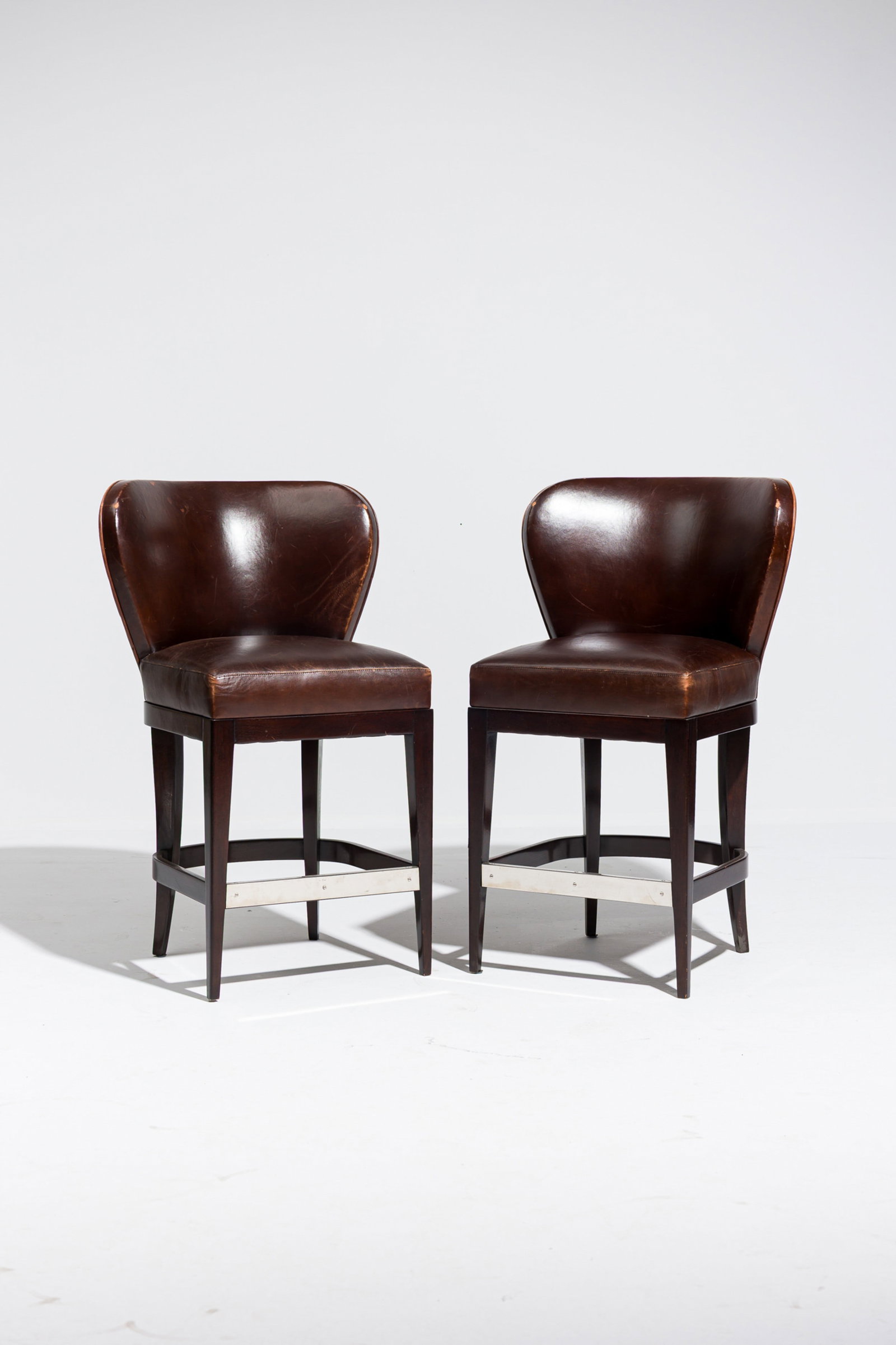 Dessin Fournir, pair "Augusta" leather counter stools (1 of 14)
