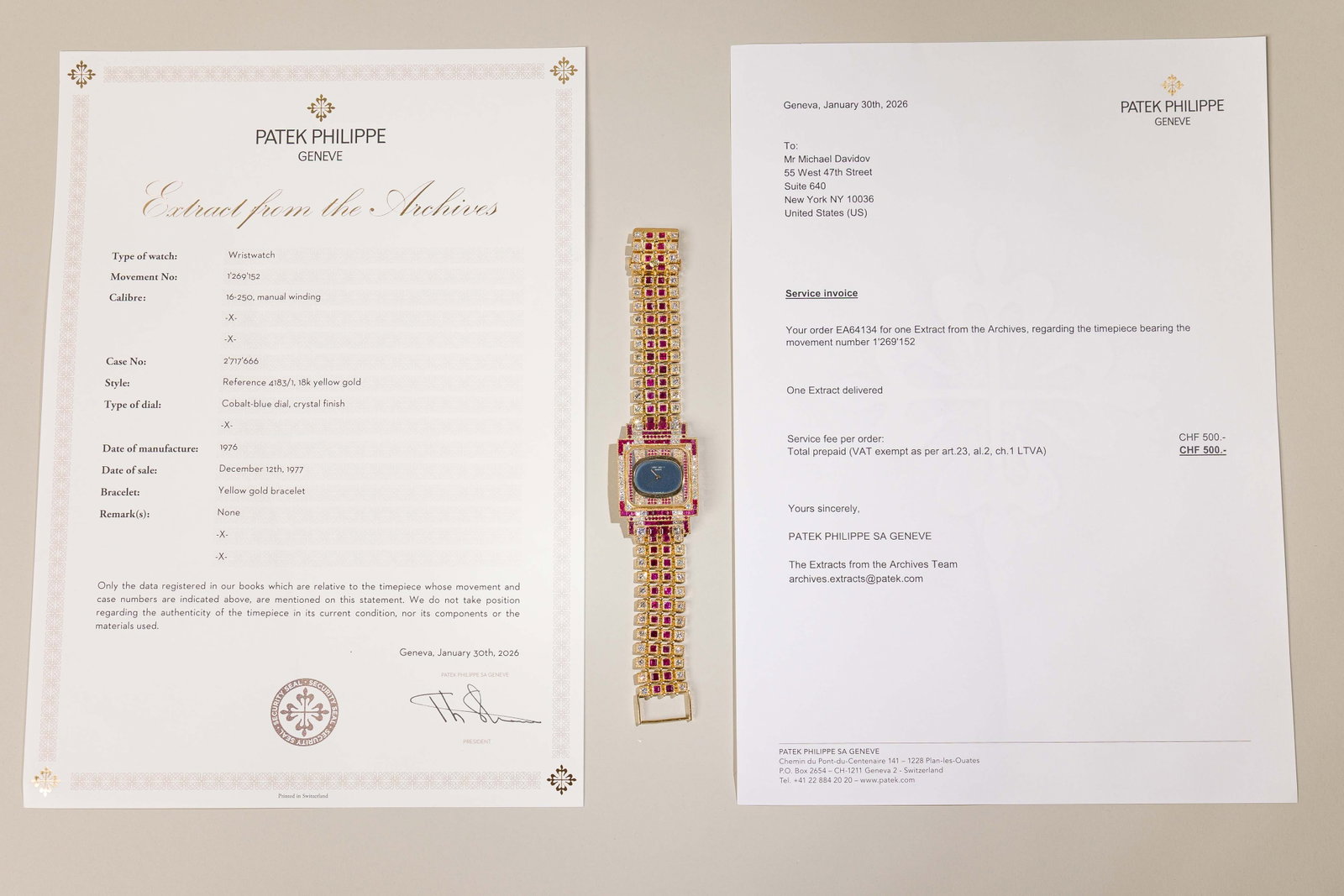 Patek Philippe In 18K Yellow Gold With Rubies And Diamond,Box And Papers - 3