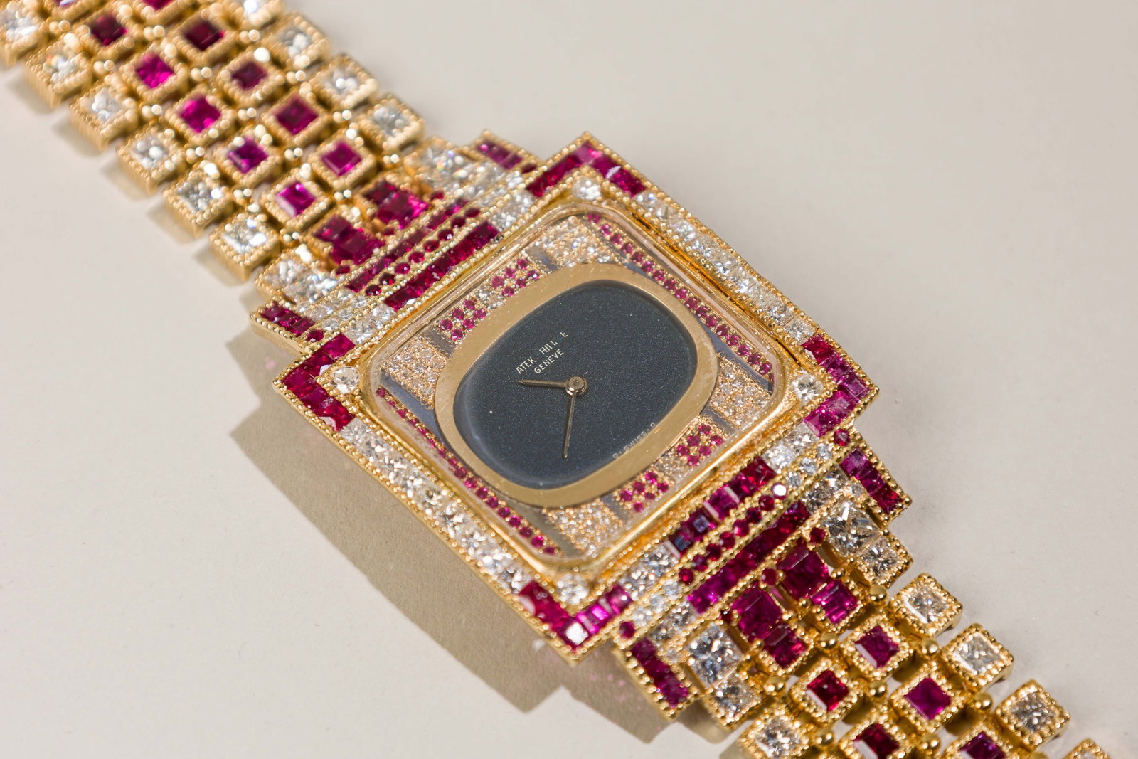 Patek Philippe In 18K Yellow Gold With Rubies And Diamond,Box And Papers - 4