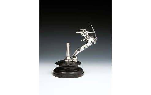 Centaur Art Deco Radiator Mascot by François Bazin, 1924: Without Reserve A scarcely found example of François Bazin’s "Centaur" Art Deco radiator cap mascot in bright nickel-plated bronze, this particular one with the original cast thermometer po