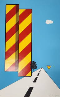 Allan D'Arcangelo - 'Yield' - lithography, print: Allan D'Arcangelo - 'Yield' - Lithography, screen print on paper, very high quality, from the National Collection of Fine Arts 1967, signed in pencil, dated 1968 and numbered 78/144, no Frame, dimensi