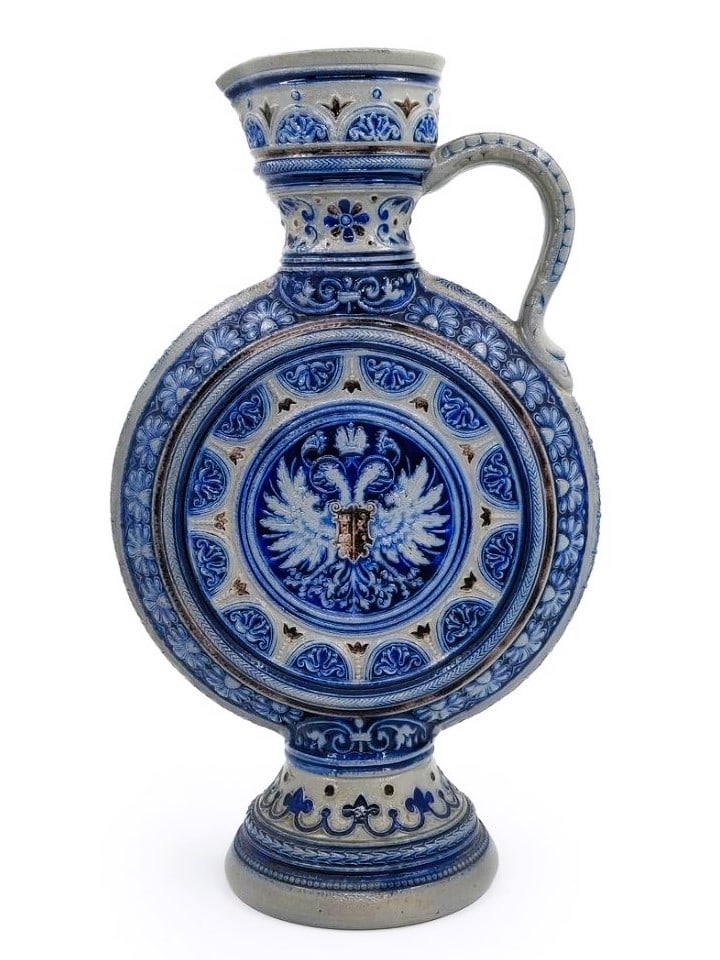 German Vase by 'Gerz', Salt-Glaze Pottery with Neo-Renaissance Decor (1 of 4)