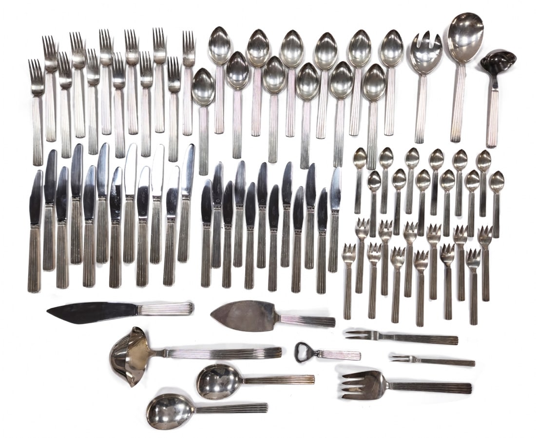 Georg Jensen Sterling Silver Flatware Set - "Bernadotte" Pattern (1 of 10)