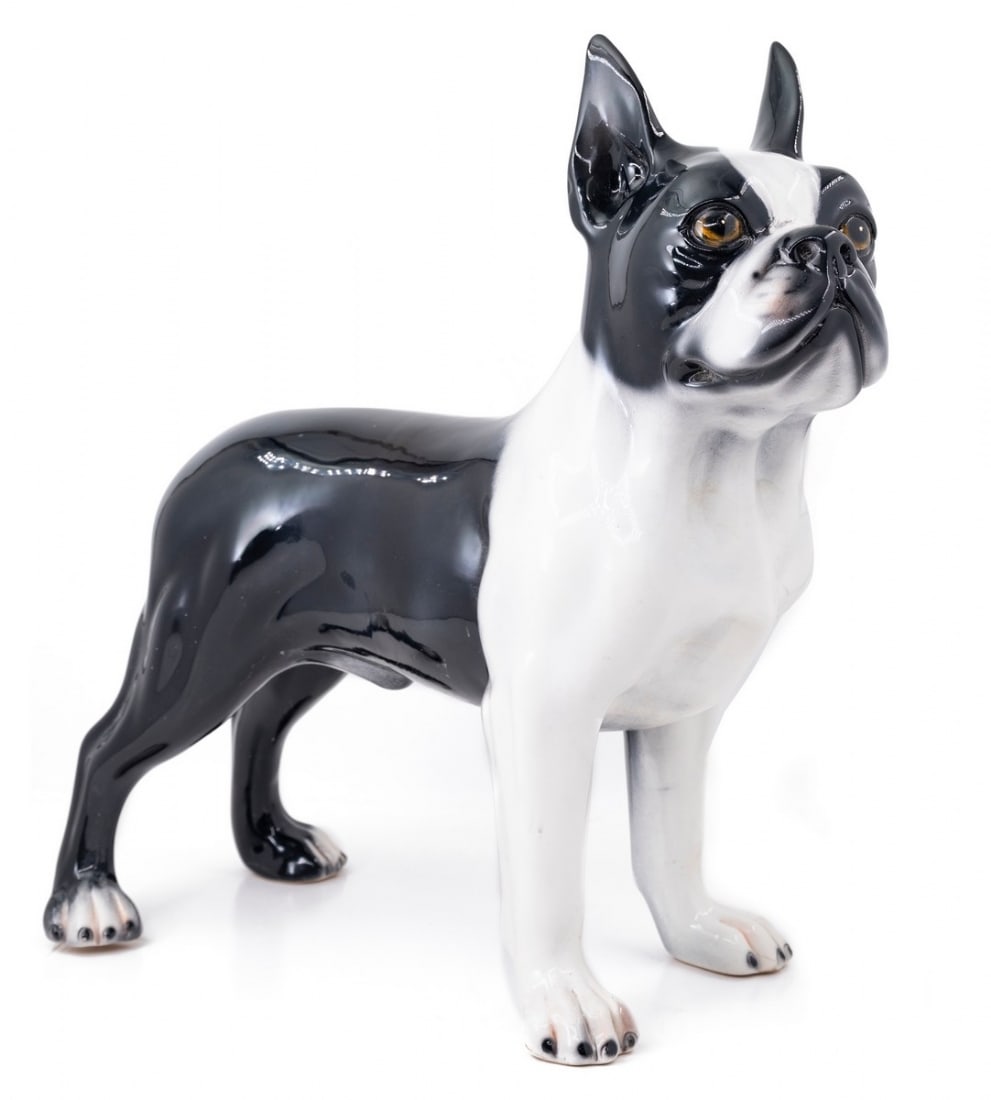 Life-size ceramic sculpture of a French Bulldog (1 of 3)