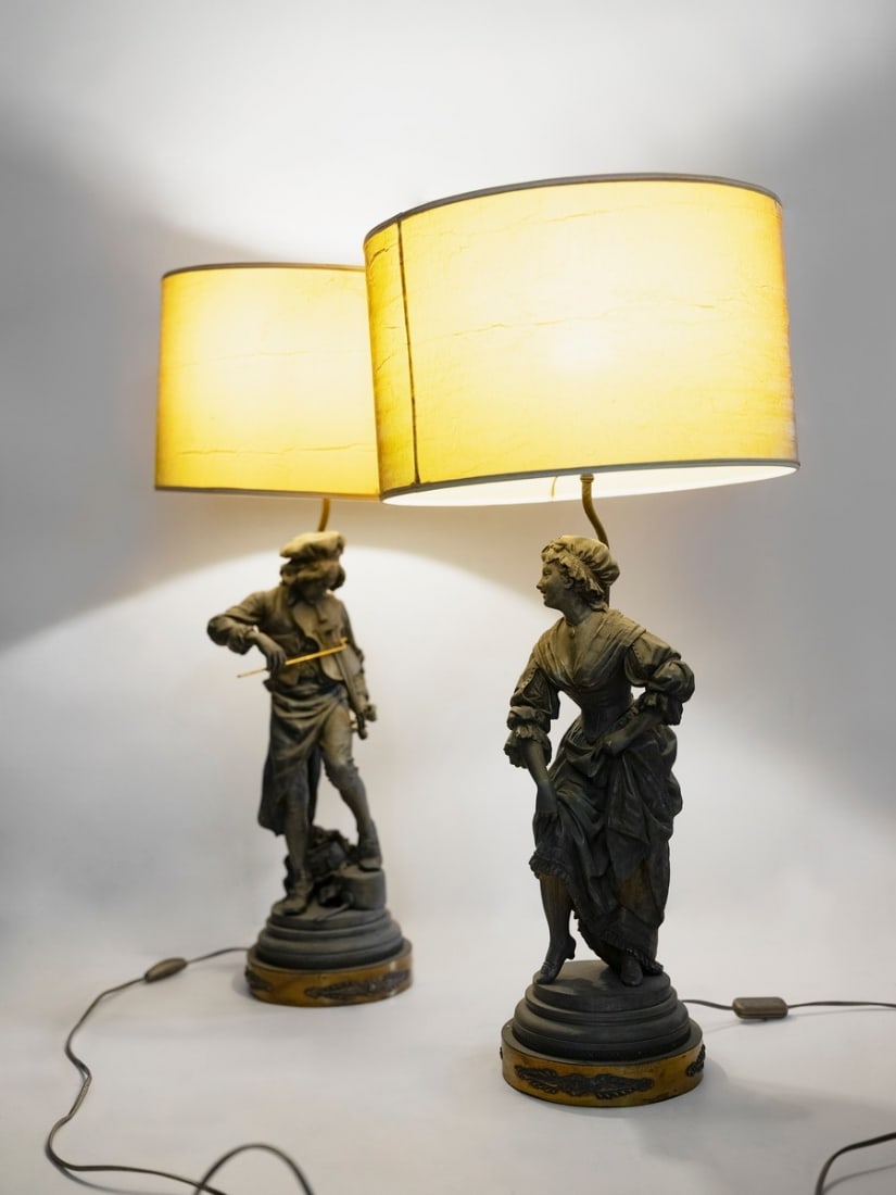 Pair of 19th Century Figural Lamps – Violinist and Dancer (1 of 3)