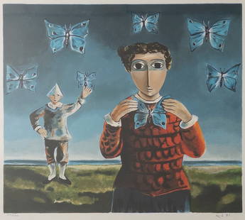 Yosl Bergner (Israeli 1920-2017) - lithograph signed in pencil and numbered: 223/230: Yosl Bergner (Israeli 1920-2017) - lithograph signed in pencil and numbered: 223/230, dimensions: 54x61 cm Frame dimensions: 78x84 cmNotice: We are located in Israel and provide full packing and shipp