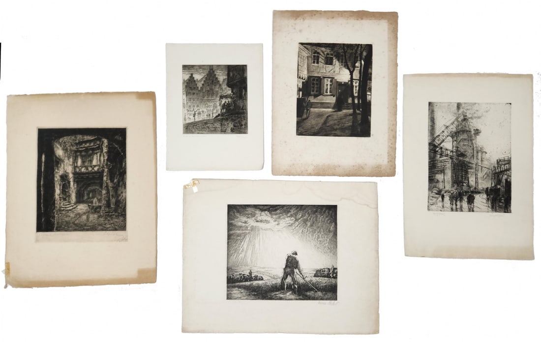 5 Antique Engravings Depicting Landscapes (1 of 12)