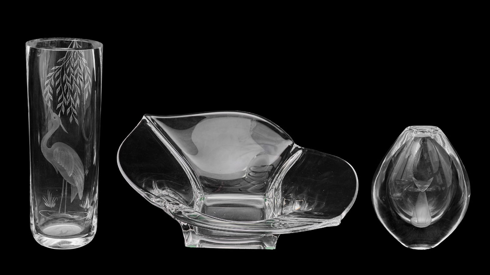 Three Crystal Items: Stuart Strathearn Vase, Orrefors Vase, and Crystal Bowl (1 of 4)