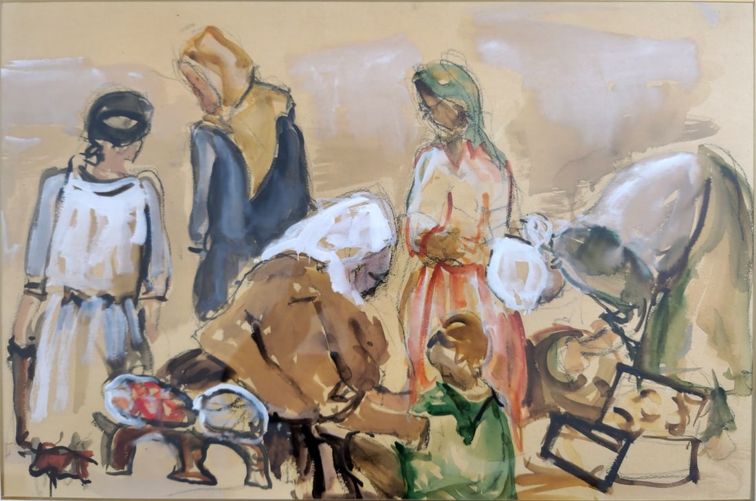 Watercolor and Gouache on Paper, Unsigned, Attributed to Shmuel Tefler (1 of 3)