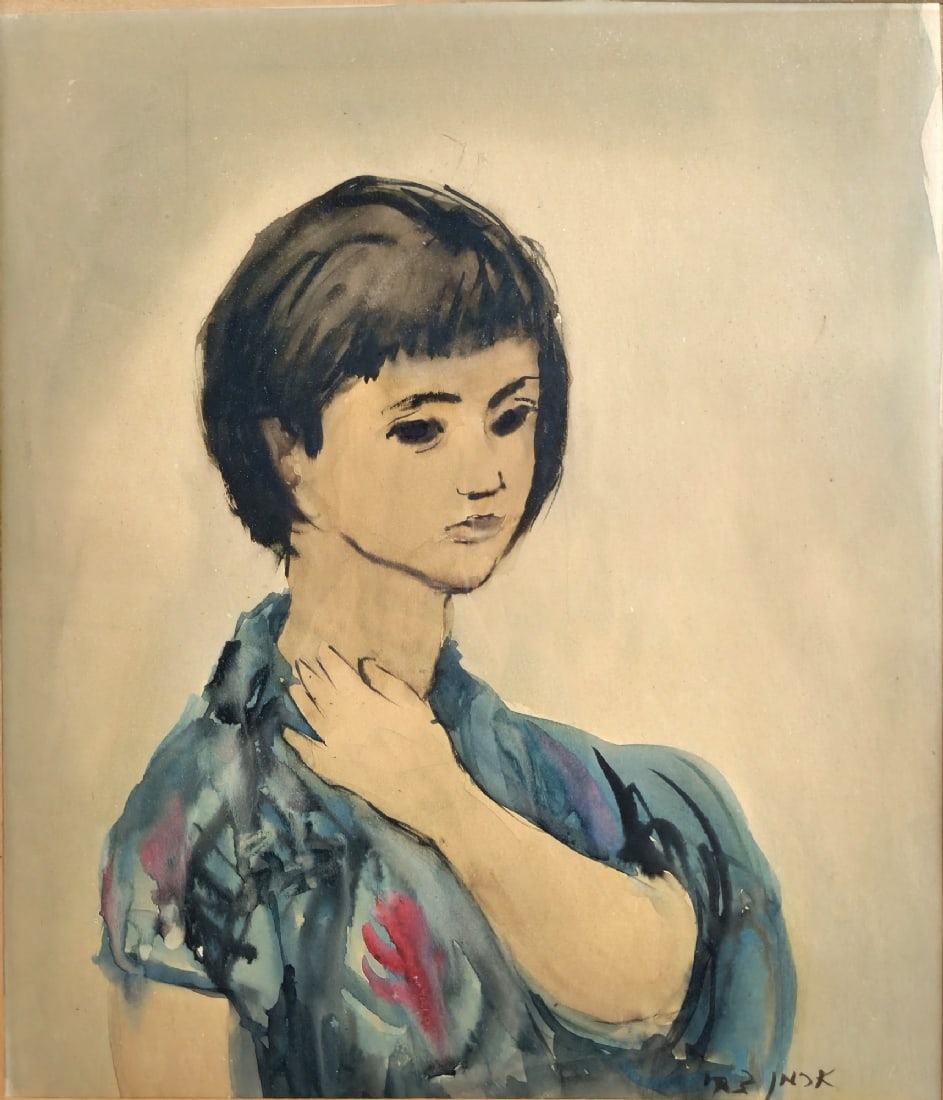 Zvi Ehrman - Female Figure, Watercolor on Paper, Signed (1 of 3)