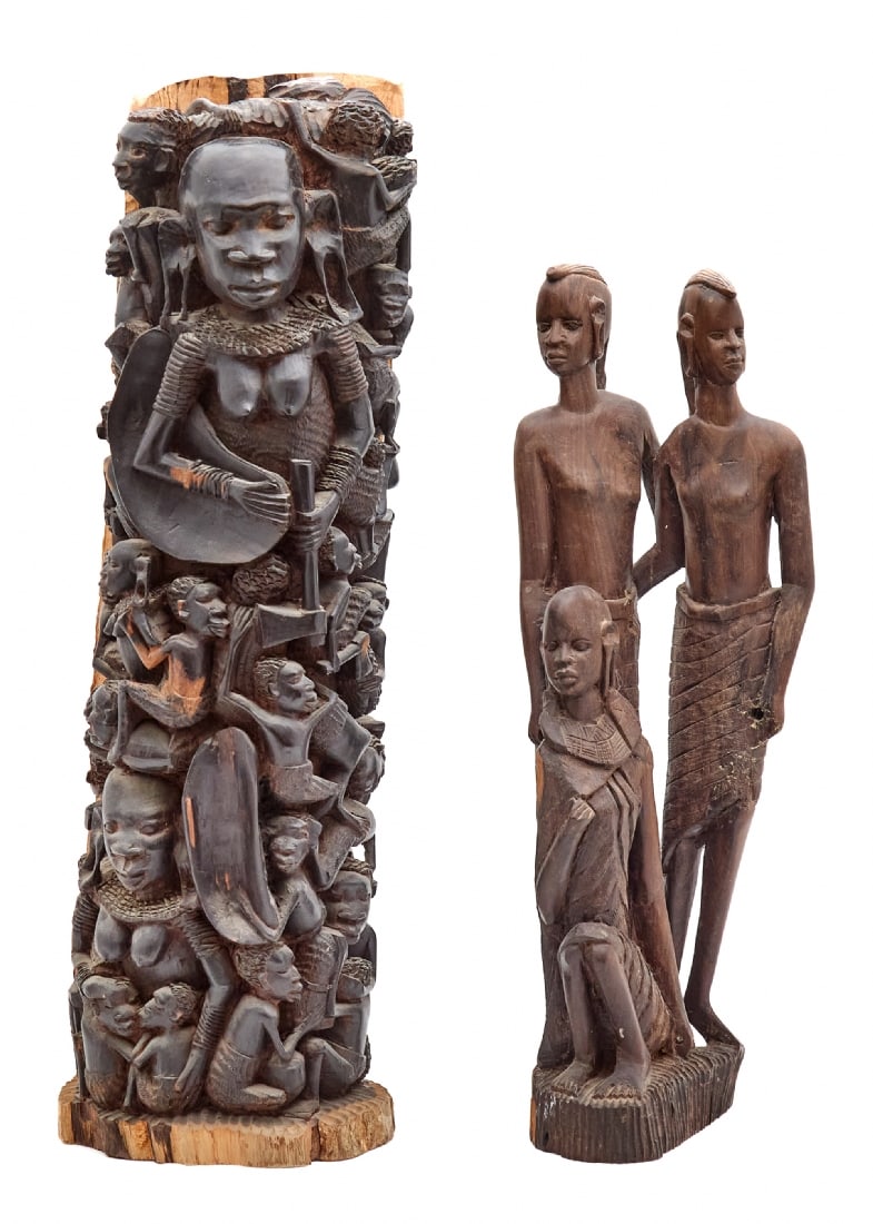 Pair of African Sculptures, One of the Maasai Tribe, and the Other Made of Natural Ebony Wood (1 of 7)