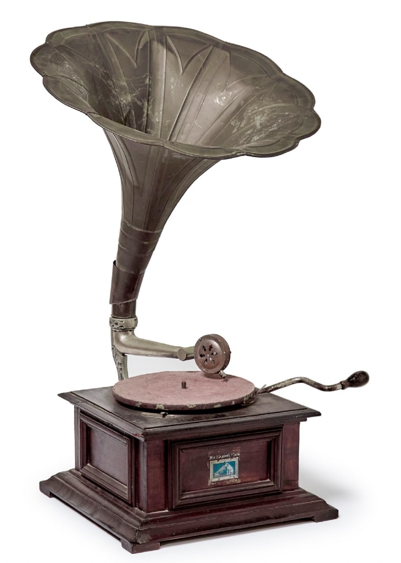 Antique Gramophone Made of Wood and Copper (1 of 4)