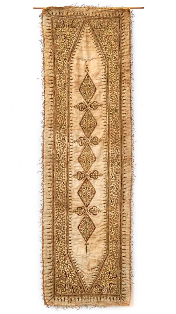 Antique Embroidered Fabric: Antique Embroidered Fabric, condition consistent with age Defects Dimensions: 36X125 cmNotice: We are located in Israel and provide full packing and shipping service. You can ask us for a shipping quo