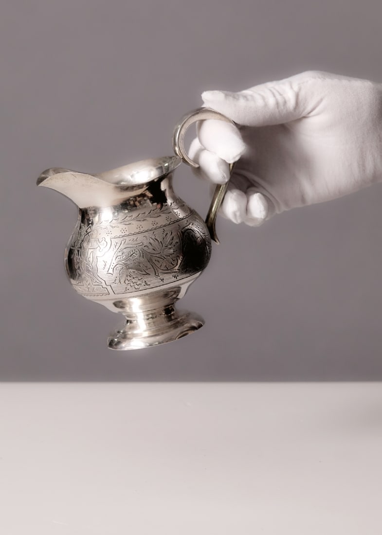 Antique Russian Silver Pitcher for Milk or Cream, Decorated and Signed with Russian Silver Marks (1 of 5)