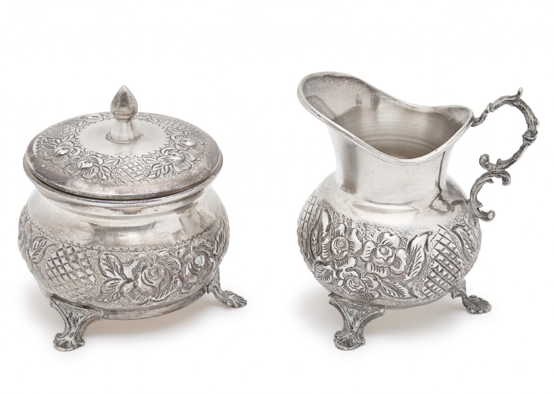 Two Israeli Silver Milk and Sugar Vessels by Ezada, Made of 'Sterling' Silver (925) (1 of 7)