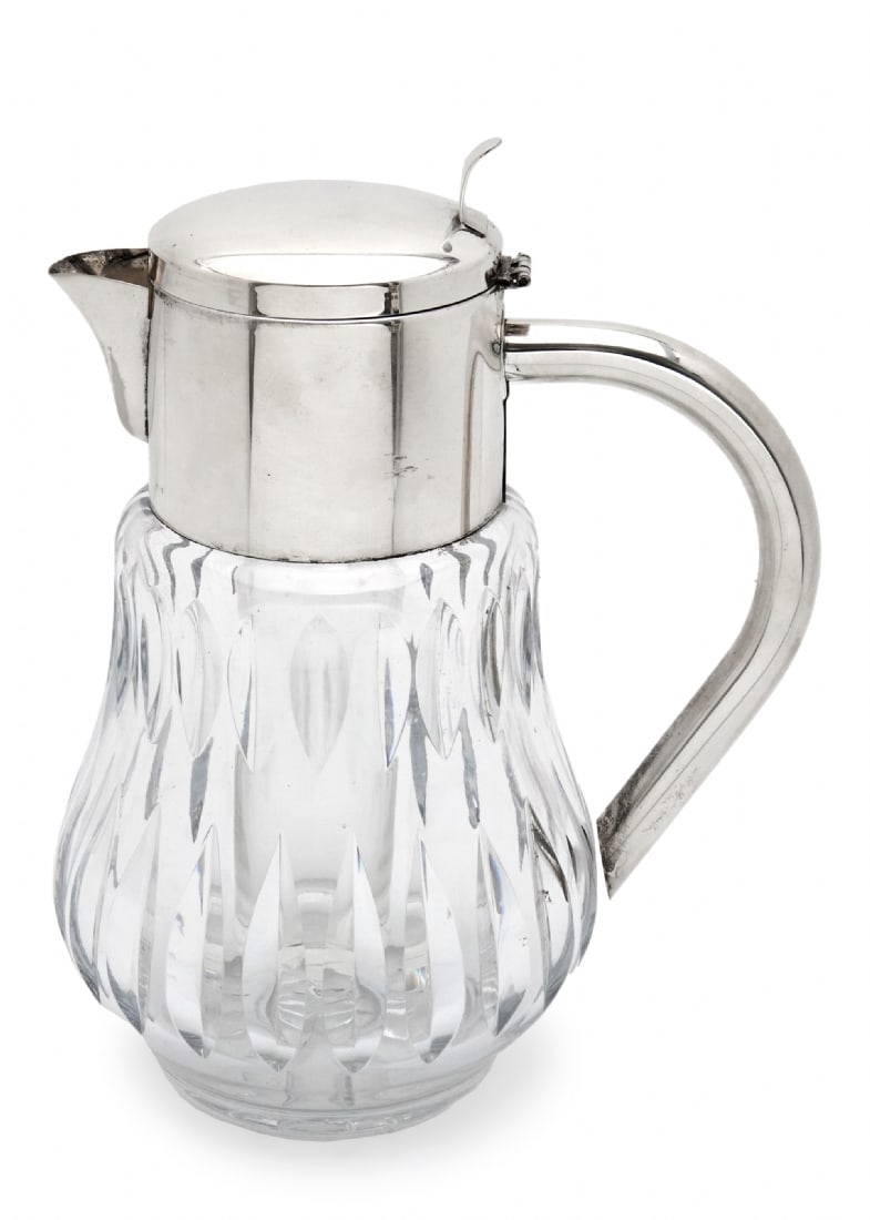 Crystal and Silver-Plated Metal Cold Beverage Pitcher with Ice Tube (1 of 3)