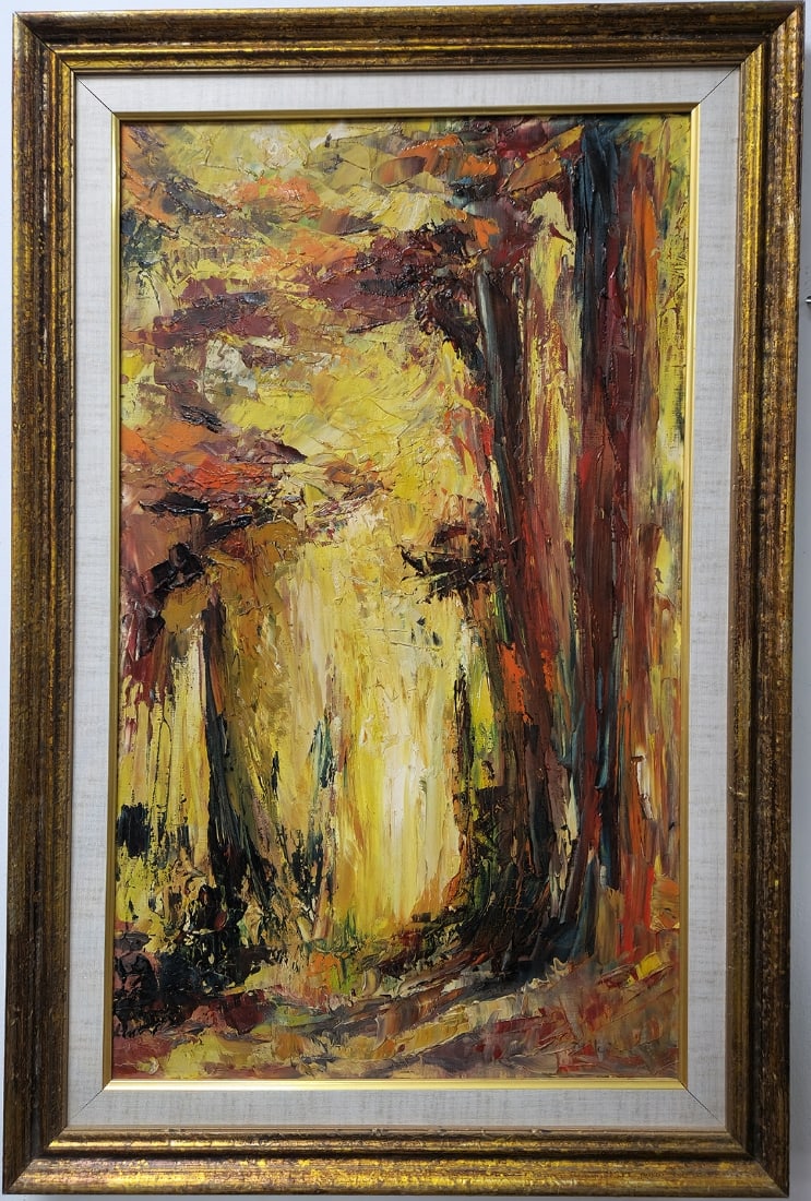 A. Isaac - 'Trees in Yellow', Oil on Canvas, Signed (1 of 4)