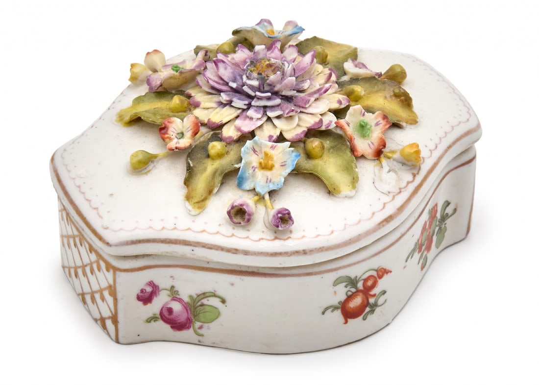 Antique European Porcelain Table Box, Decorated and Hand-Painted, Signed (1 of 3)