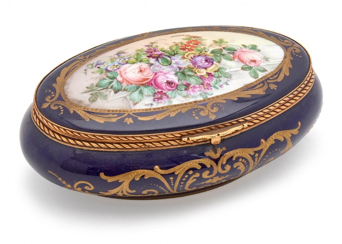 French Porcelain Table Box in Sevres Style, Signed (1 of 3)