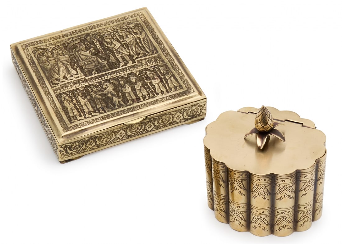 Two Decorative Brass Items with Relief Work (1 of 6)