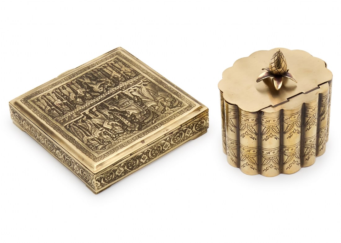 Two Decorative Brass Items with Relief Work - 2