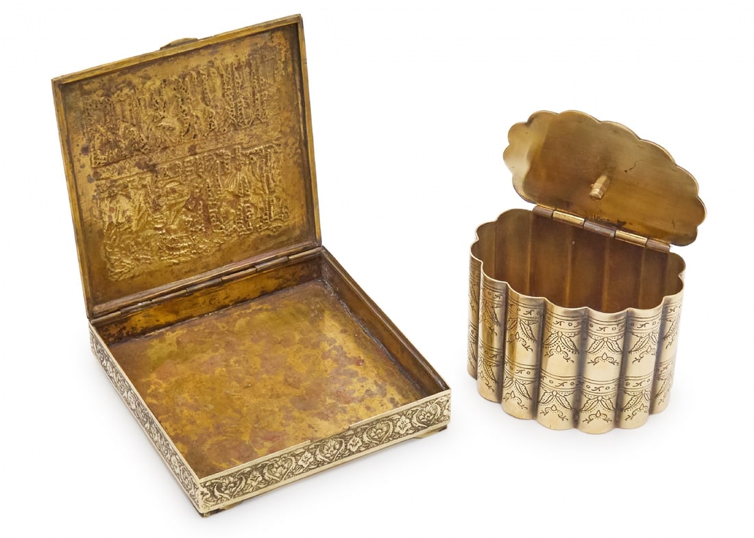 Two Decorative Brass Items with Relief Work - 3