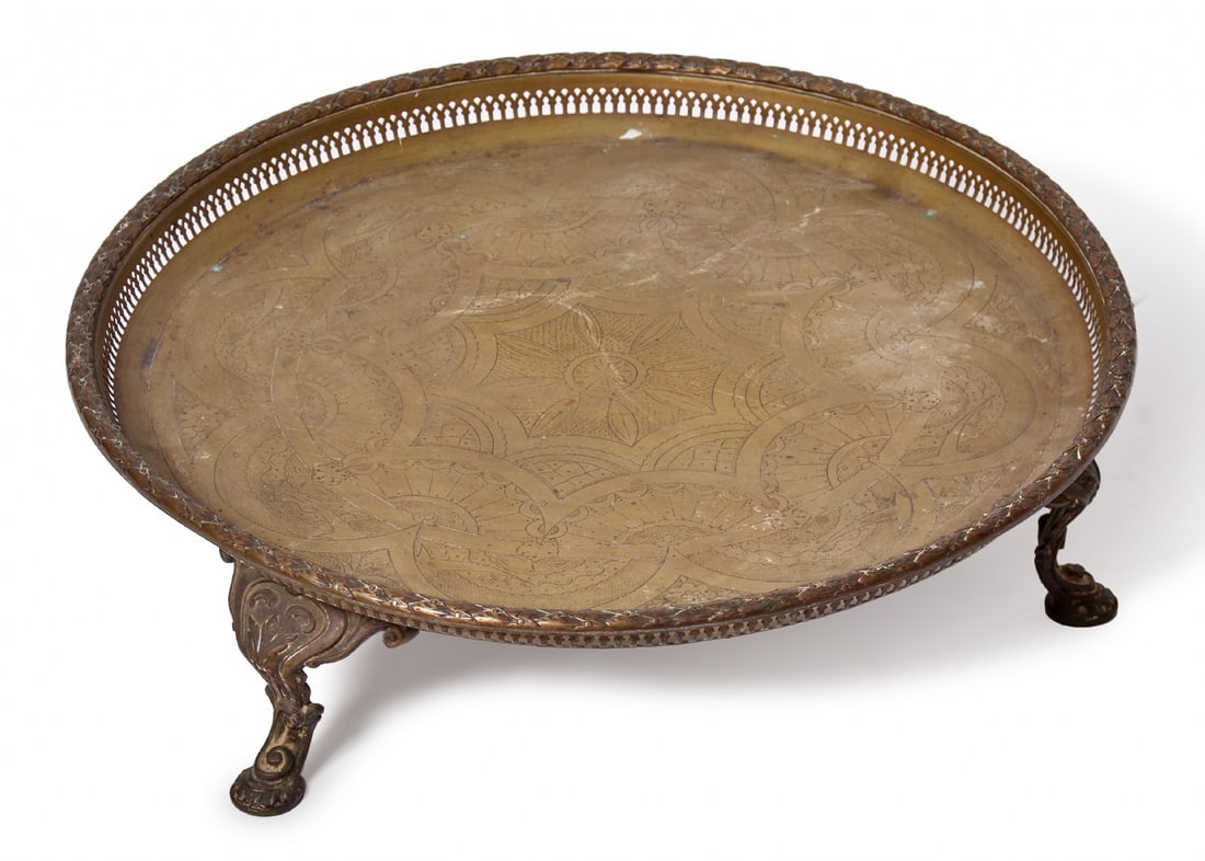 Moroccan Tray with Legs Made of Brass (1 of 5)
