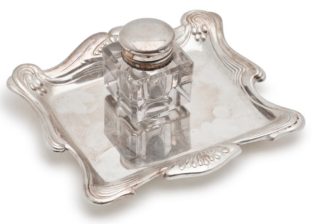 Antique English Inkwell from the Art Nouveau Period by 'Marples, Wingfield & Sons' (1 of 3)