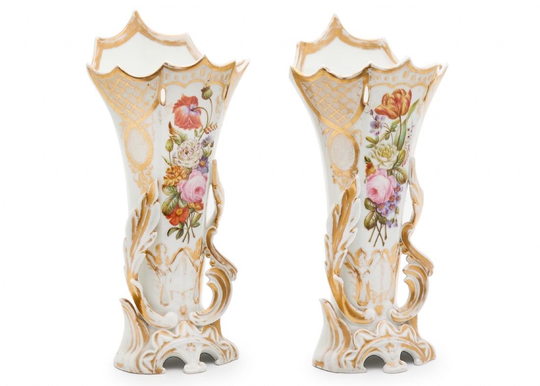 Pair of Large Antique French Porcelain Vases, Produced by One of the Old Paris Factories (1 of 2)