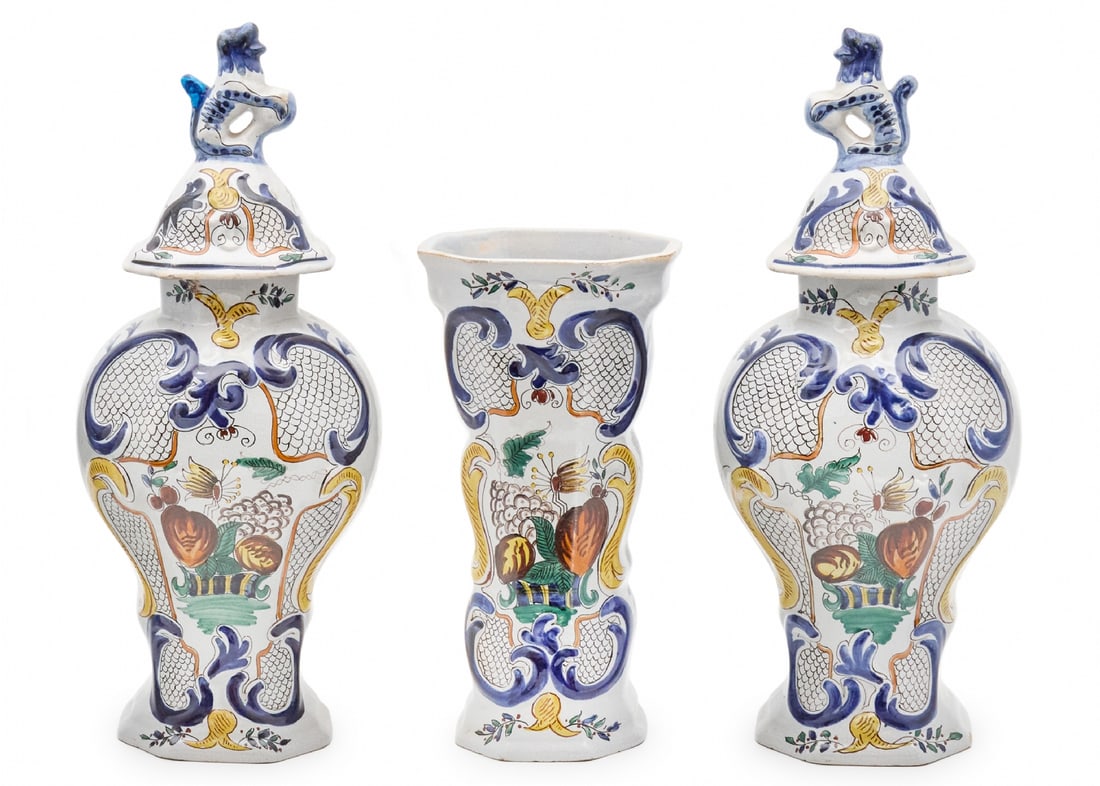Three Signed Delft Dutch Jars with 'Topfer' Stamp, in the Style of De Klaauw (1 of 3)