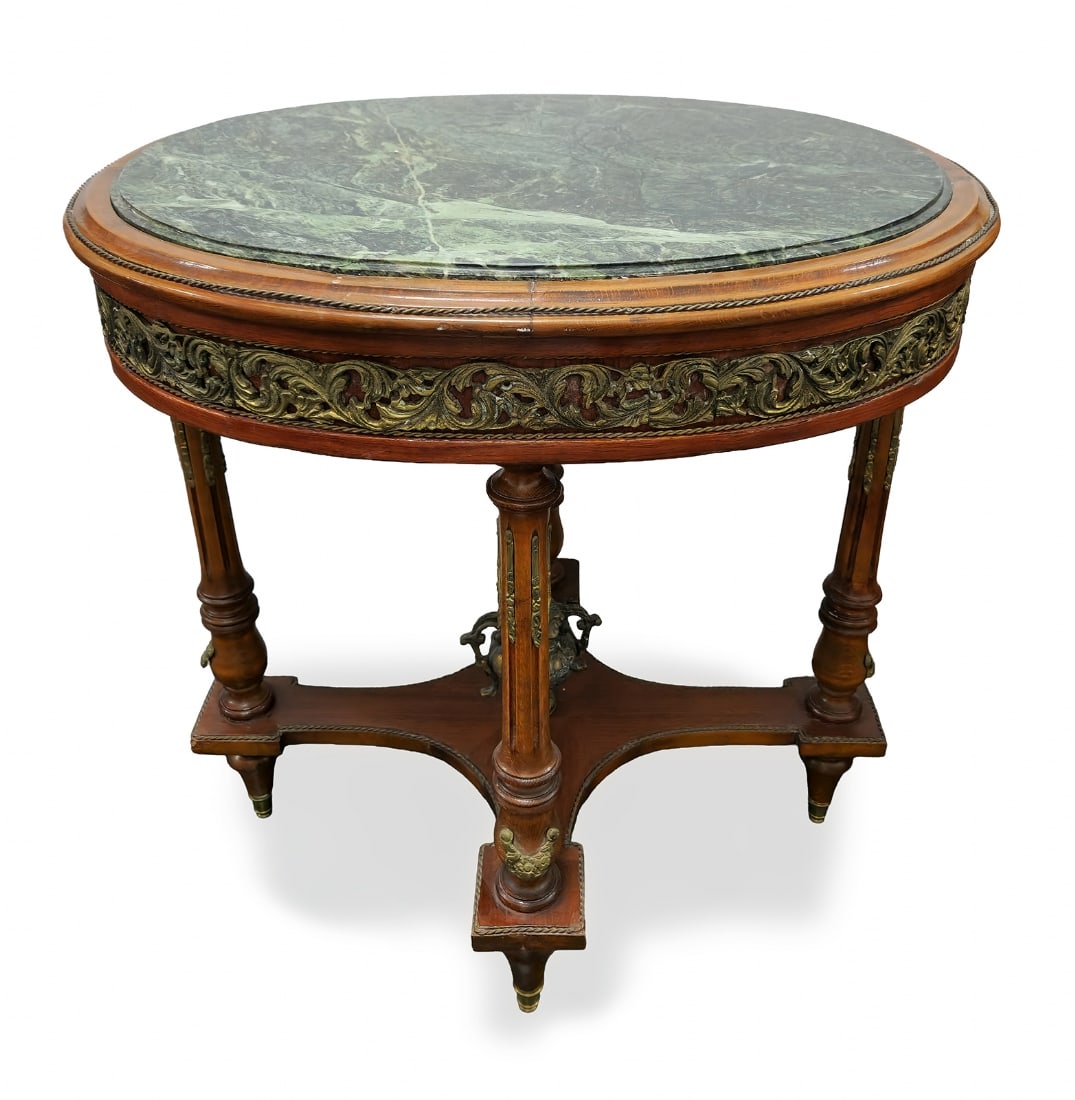 Elegant Empire Style Side Table, Made of Wood with Matching Marble Top (1 of 4)