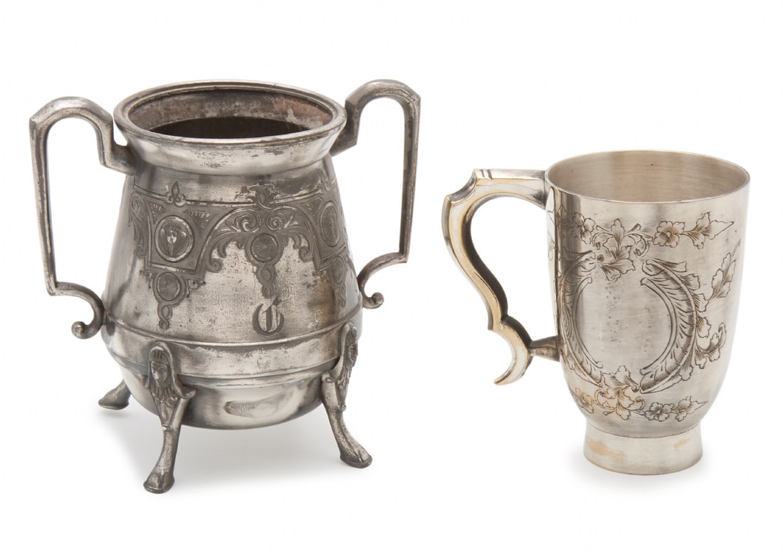 Pair of Silver-Plated Metal Vessels (1 of 4)