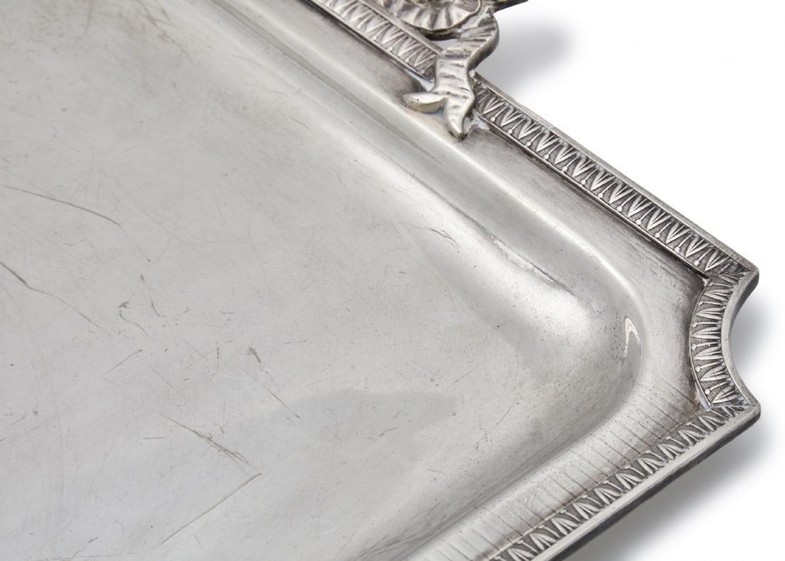 Silver-Plated Brass Tray, Signed - 4