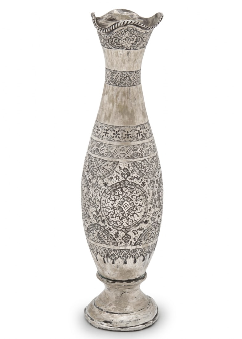 Persian Silver Vase, Hand-Decorated, Unsigned - 2