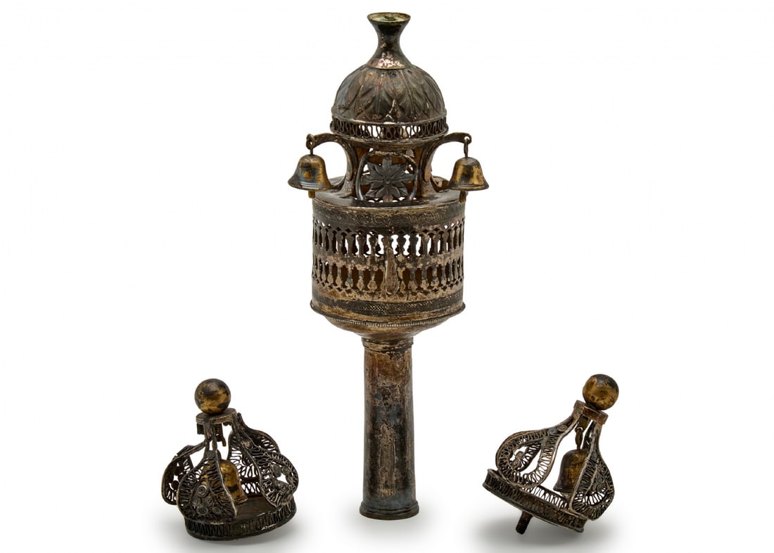 Antique Silver Torah Finial and Additional Crown, Silversmith: August Ferdinand Gentzmer: Antique Silver Torah Finial and Additional Crown, Silversmith: August Ferdinand Gentzmer, antique silver Torah finial and additional crown from the missing finial, from the second half of the 18th cen