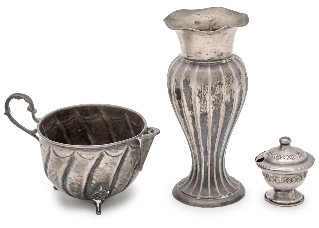 Three Different Silver Items, Various Models and Manufacturers, Signed: Three Different Silver Items, Various Models and Manufacturers, Signed, made of Silver 800 835 Total weight: 190 grams total Height respectively: 5.5 to 14.5 cm Notice: We are located in Israel and pr