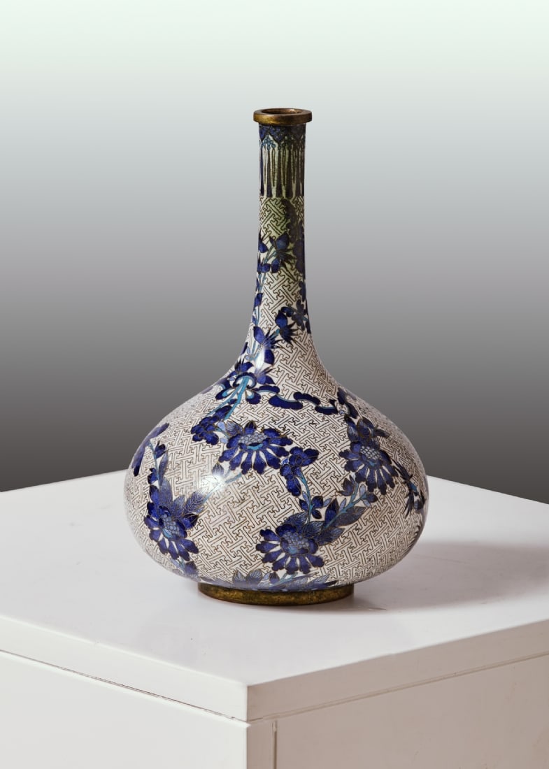 Chinese Cloisonne Vase Made of Copper and Enamel (1 of 4)