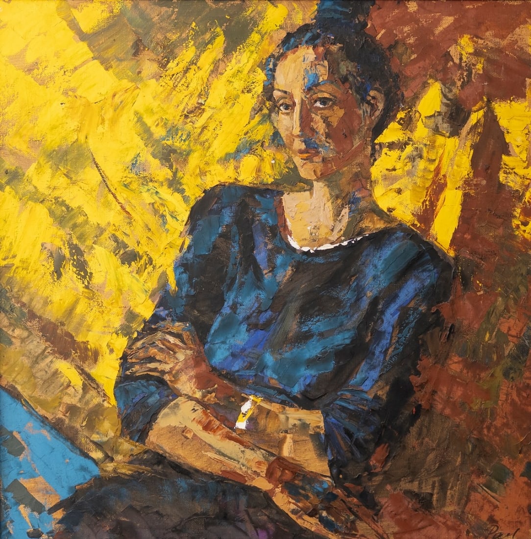 Ralina Yelena (?.?. ??????) - A woman in blue on a yellow background (1 of 6)