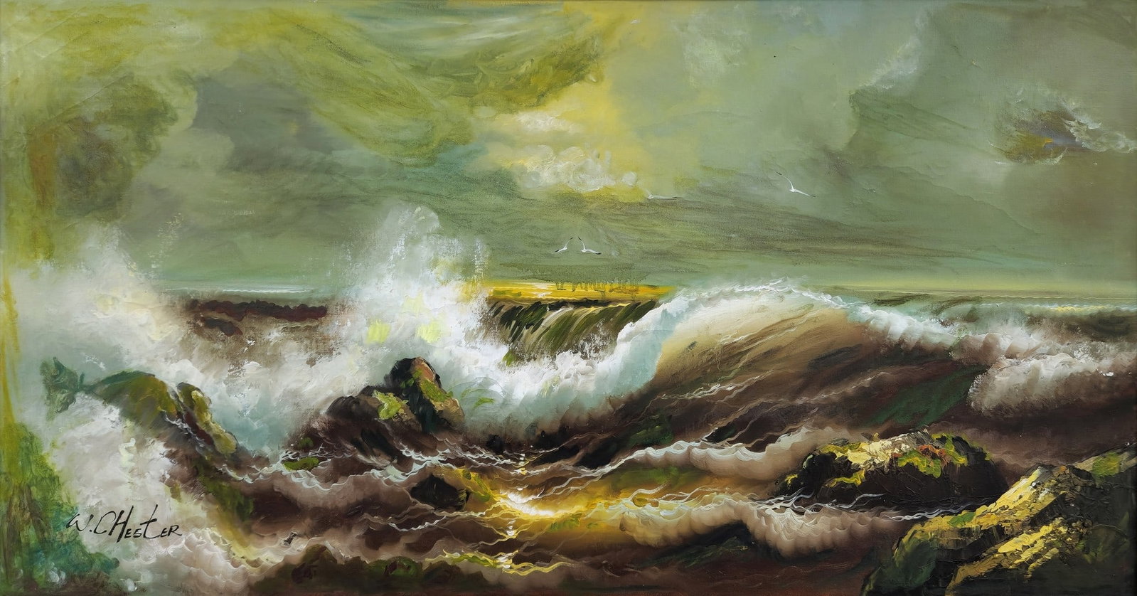 W. Chester 'Sea Scene', Oil on Canvas, Signed: W. Chester 'Sea Scene', Oil on Canvas, Signed, dimensions: 62X120 cm Frame dimensions: 70X130 cm Notice: We are located in Israel and provide full packing and shipping service. You can ask us for a sh