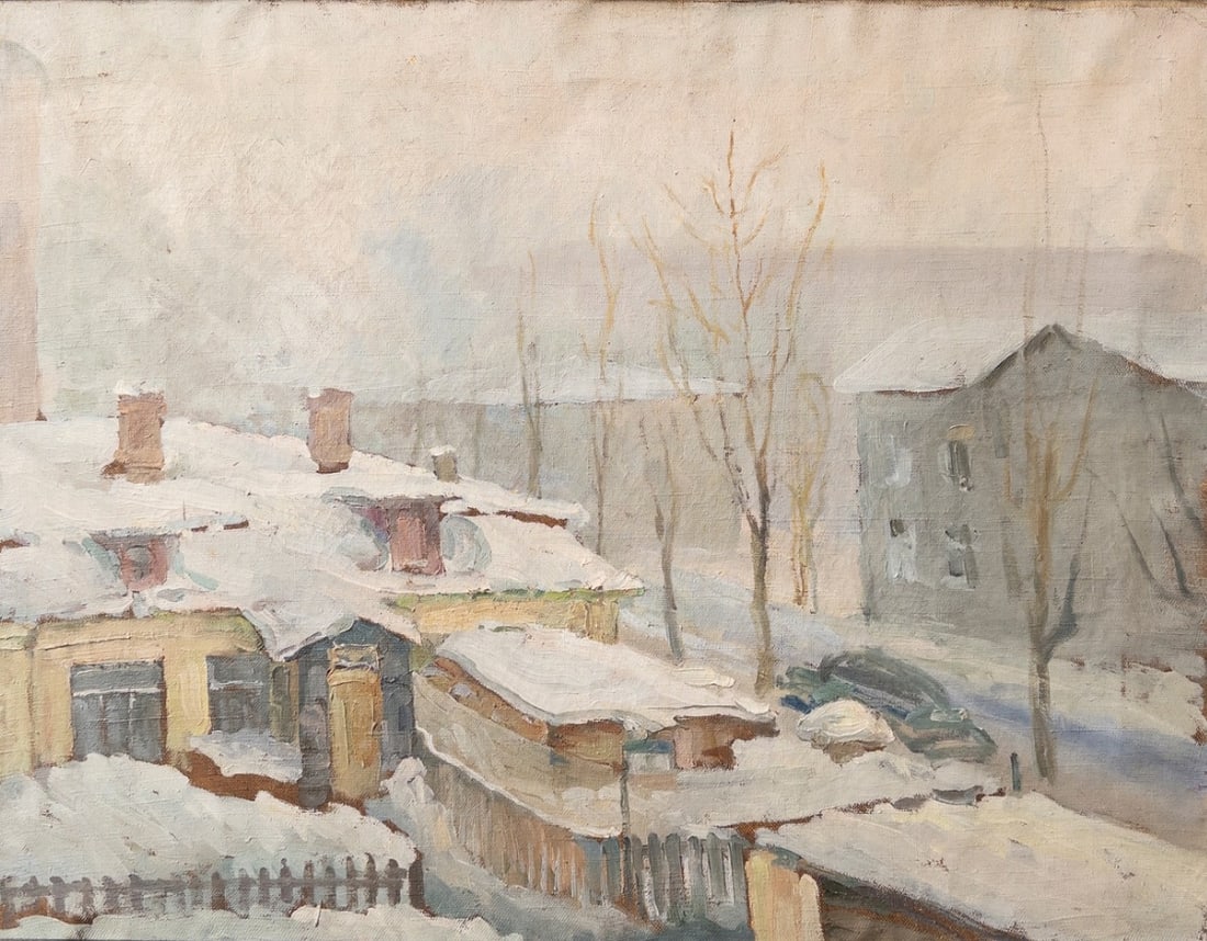 Boris Jarkov (Uzbek painter, Boris jarkov), oil on canvas, unsigned: Boris Jarkov (Uzbek painter, Boris jarkov), oil on canvas, unsigned, requires re-stretching of the fabric Image dimensions: 48x62 cm Frame dimensions: 58X73 cm Notice: We are located in Israel and pro