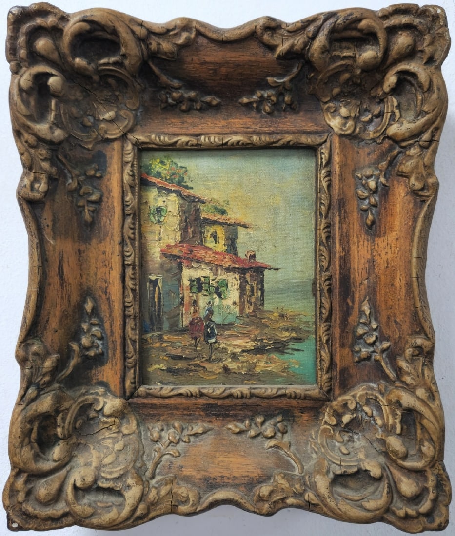 Two Women by the Sea, Oil on French Canvas, Set in a Fine Frame: Two Women by the Sea, Oil on French Canvas, Set in a Fine Frame, signed Q. Hauck Dimensions: 18X14 cm Frame: 25X28 cm Notice: We are located in Israel and provide full packing and shipping service. Yo